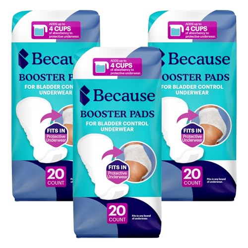 Image of Because Overnight Booster Pads Fit All Adult Diapers, Helps Keep Your Adult Diaper Active All Night, Adds 4 Cups to Incontinence Underwear, Extra Absorbency, 60 Count