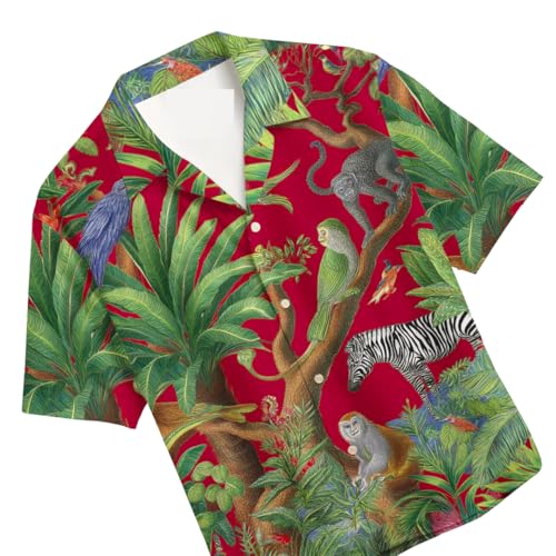 Image of Men's Floral Button-Down Shirt, Cotton Blend Stretchable, Casual Printed Striped Stylish Shirt