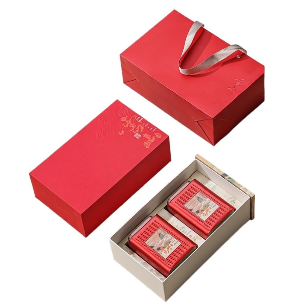 HLTYGWX Teedose im Retro-Stil, quadratisch, für große Mengen Tee, Aufbewahrungsbehälter für Küche, Lebensmittel, versiegelte Blechdose, Tee-Set, Doppeldose, Geschenkbox-Set, Teedose (A)
