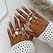 UYY Chunky Gold Rings for Women Non Tarnish, Baroque Pearl Flower Tiger's Eye Stone Rings Adjustable Stacking Statement Rings Set Fashion Jewelry Gifts