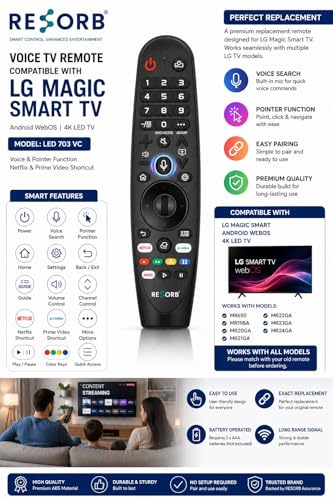 Image of LG TV Remote Compatible with Smart Android WebOS 4K LED TV, Works with MR650, MR19BA, MR20GA, MR21GA, Voice & Pointer Function, Black LED 703 VC