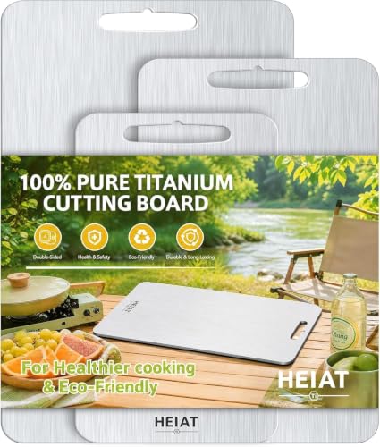 Image of [2026 New Upgraded] Titanium Cutting Board Set of 3, 100% Pure Titanium Cutting Boards for Kitchen,Non-Slip Double-Sided Chopping Boards for Raw & Cooked Food, Non-Toxic, Dishwasher Safe (M+L+XL)