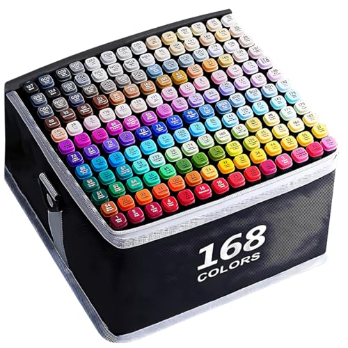 IMAGLINTS Alcohol Markers 168 Colors with Base Drawing Pen Dual Tip Art Markers for Sketch Anime Illustrations