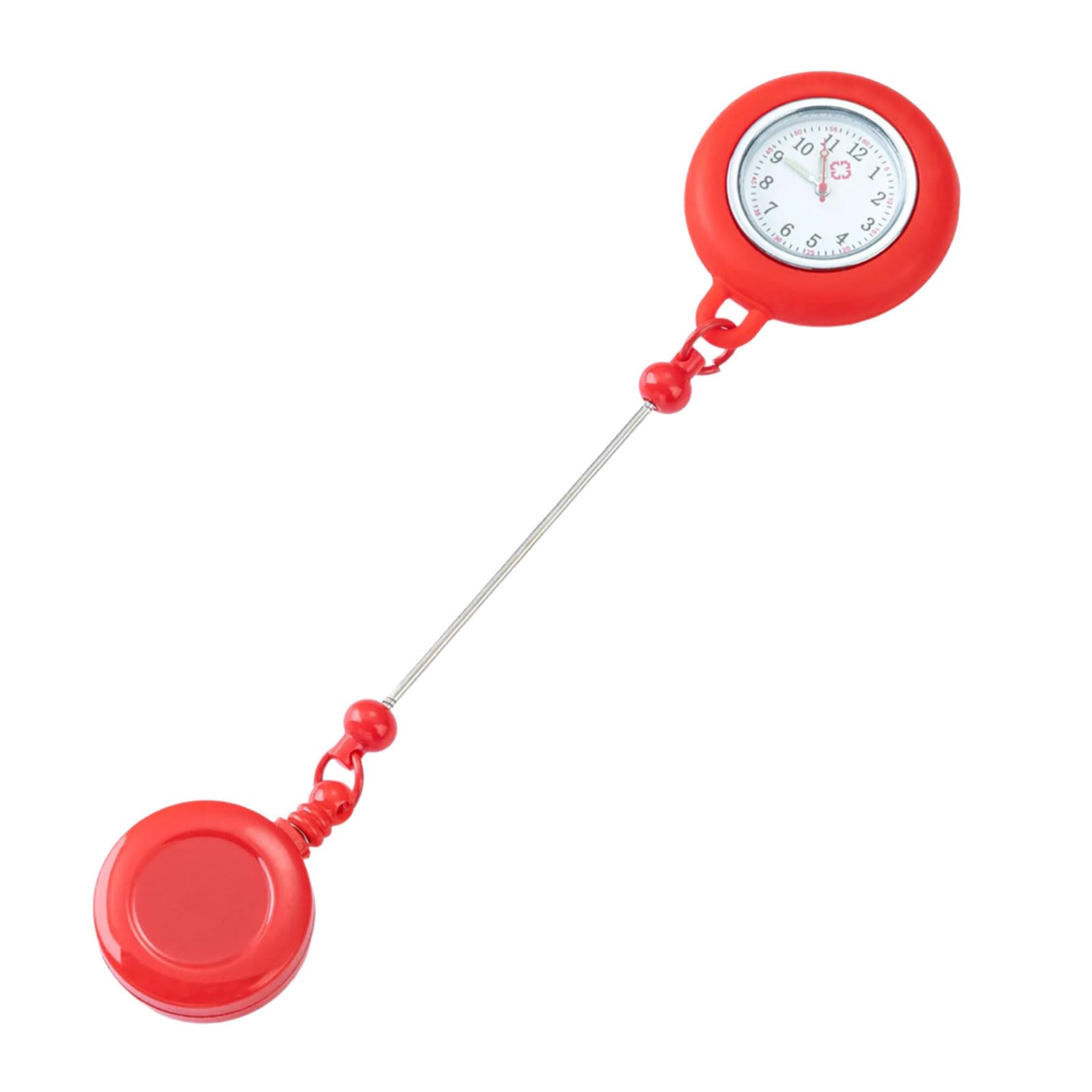 Buxuaaaa Red1 Beadable Badge Holder With Glowing Nurse Watch Beadable Retractable Badge Reels Card Holder Watch For Nurse Doctor Healthcare