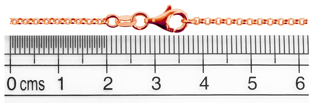 LJ1011-4 Chaîne à maillons ronds en argent sterling 925 plaqué or rose 24 carats sans pendentif Largeur 1,7 mm Longueur 42 à 90 cm