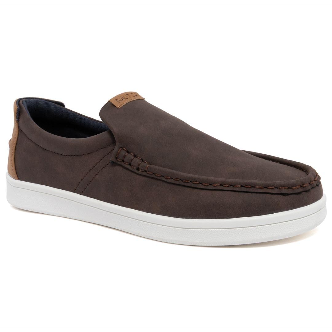 Nautica Men's Slip-On Loafers Casual Moc Toe Sneakers Boat Shoes Slipper for Men – Lightweight &amp; Comfortable - Derwin