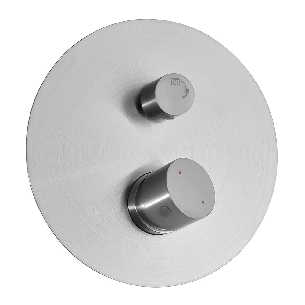 Set doccia incasso satinato con braccio e soffione 25 cm, kit doccia con doccino in ottone, presa acqua e supporto, GEMINI