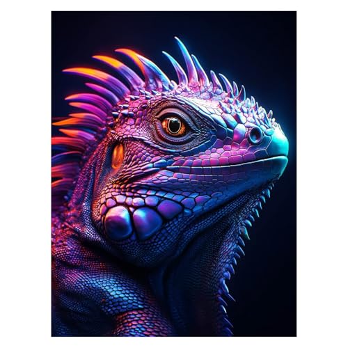 DIY トカゲ 数字油絵 動物 数字塗り絵画 手芸キット 135x100 Cm 絵画 インテリア 手作りキット ビッグサイズ 複数サイズ 子供 初心者 ペイントバイナンバー 画材 Painting by Numbers 適用対象そして自宅 壁飾り お歳暮誕