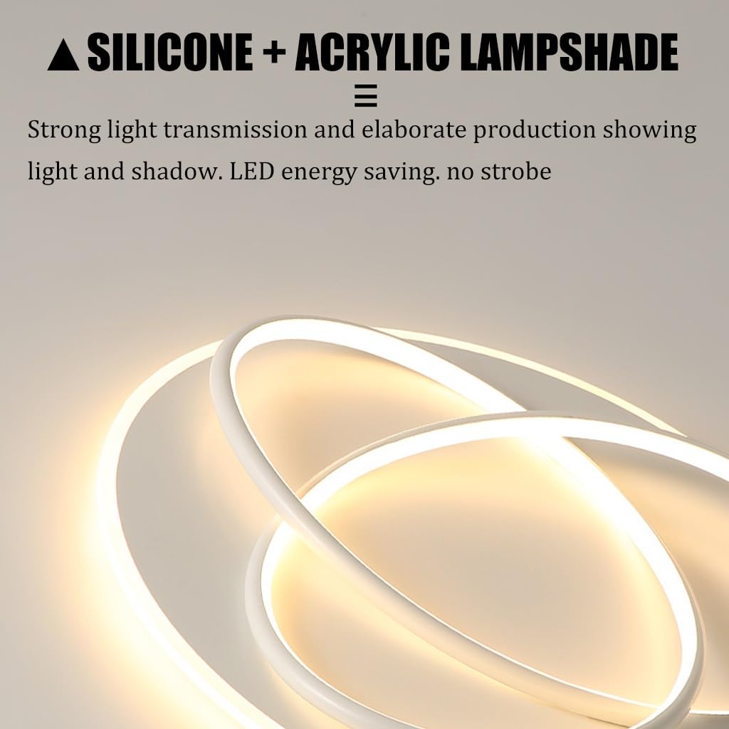 Lampa sufitowa LED do sypialni Okrągła metalowa lampa sufitowa z pilotem Akrylowa lampa wisząca Ściemnialna 3000k-6000k Oświetlenie salonu Restauracja Biuro Bar Kawiarnia (Color : White)