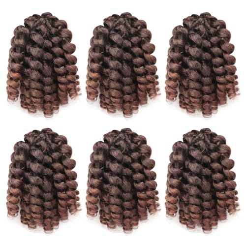 Roktress Jumpy Wand Curl Jamaican Bounce Lot de 6 tresses au crochet synthétiques Kanekalon T1B-30# 20,3 cm