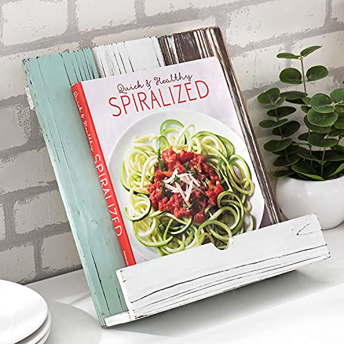 Mygift KIT2489WHT Rustic 3 Tone Wooden Cookbook Holder Stand cover