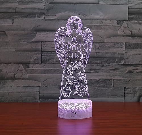 Lámpara de mesa nocturna 3D Ángel con control remoto miniatura 6