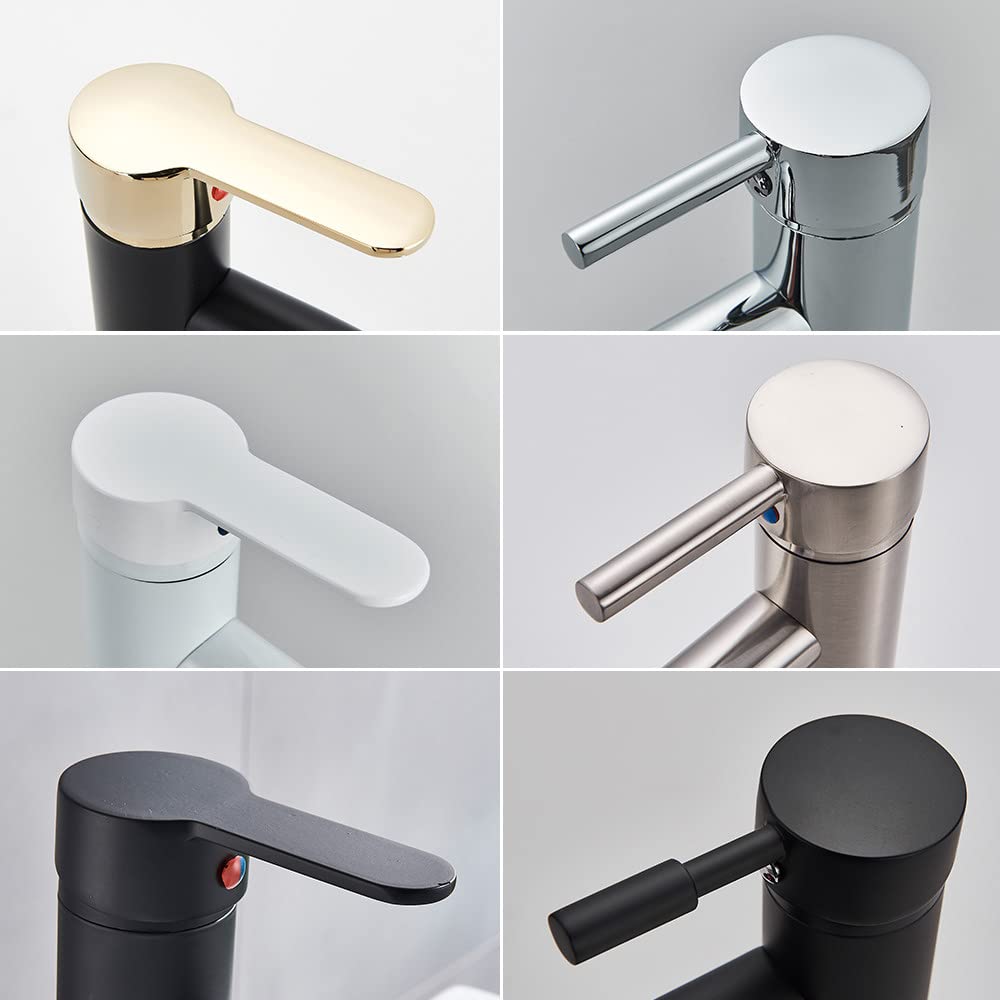 Grifos para lavabo de baño Mezclador frío/caliente Grifo para lavabo Grifo para lavabo de agua dorada negra Grifo para cocina Grifo para lavabo de baño Un orificio, Negro mate Alto A, Talla