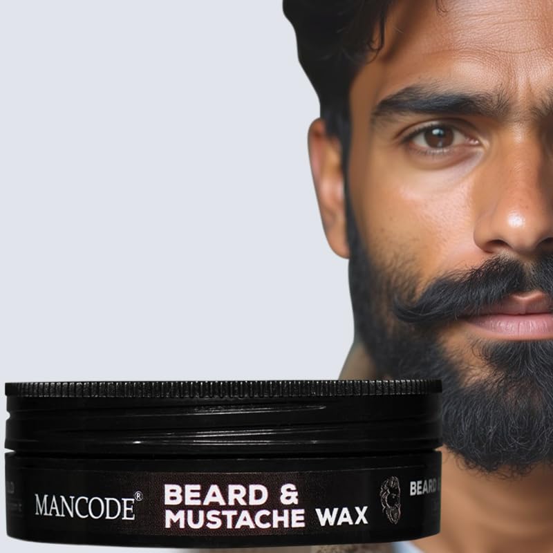 Mancode Beard & Mustache Wax for Men - Strong Hold & Long Lasting Styling | Enriched with Natural Ingredients | Tames Frizz, Adds Shine & Shapes Beard | Non-Sticky Grooming Wax - 50ml