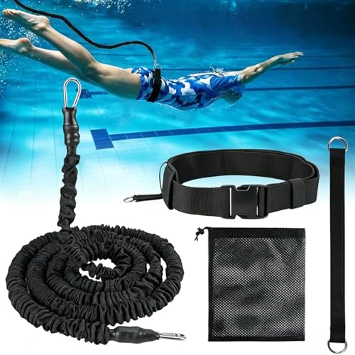 SHTALHST Schwimmgürtel Erwachsene 2.5-7.5M Einstellbare Schwimmgurt Pool Erwachsene Schwimmtrainer Gürtel Schwimmwiderstand Gürtel Schwimmhilfe für Jedes Schwimmbad Ohne Schwimmleine
