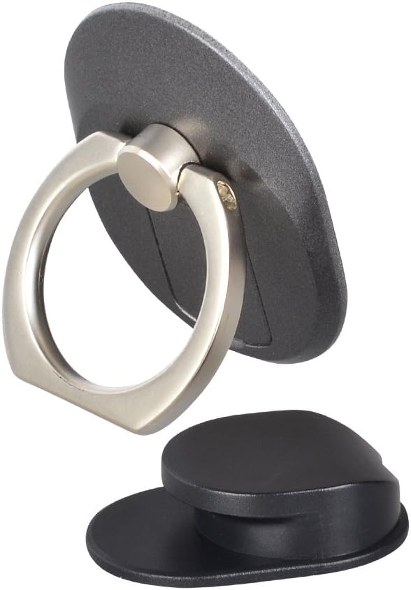 2 in 1 Finger Grip Desk Stand Ring Holder Car Mount, Can Storage SIM or TF Card with Phone Eject Pin Campatible with All Cellphone, for iPhone Samsung etc. (Grey)