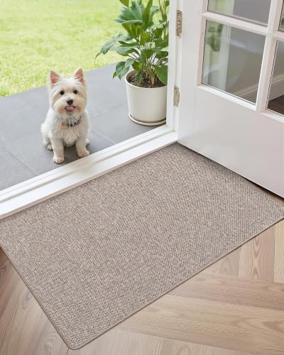 Color&Geometry Ultra-Thin Indoor Door Mat Entrance,17"x30"Light Brown Linen - image 9