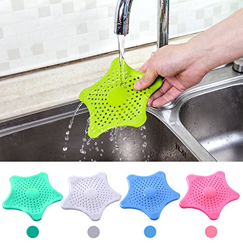6 Filtri Per Lavello In Silicone A Forma Di Stella, Diametro 14 Cm, Multicolore, Anti-intasamento Per Cucina E Bagno - 3