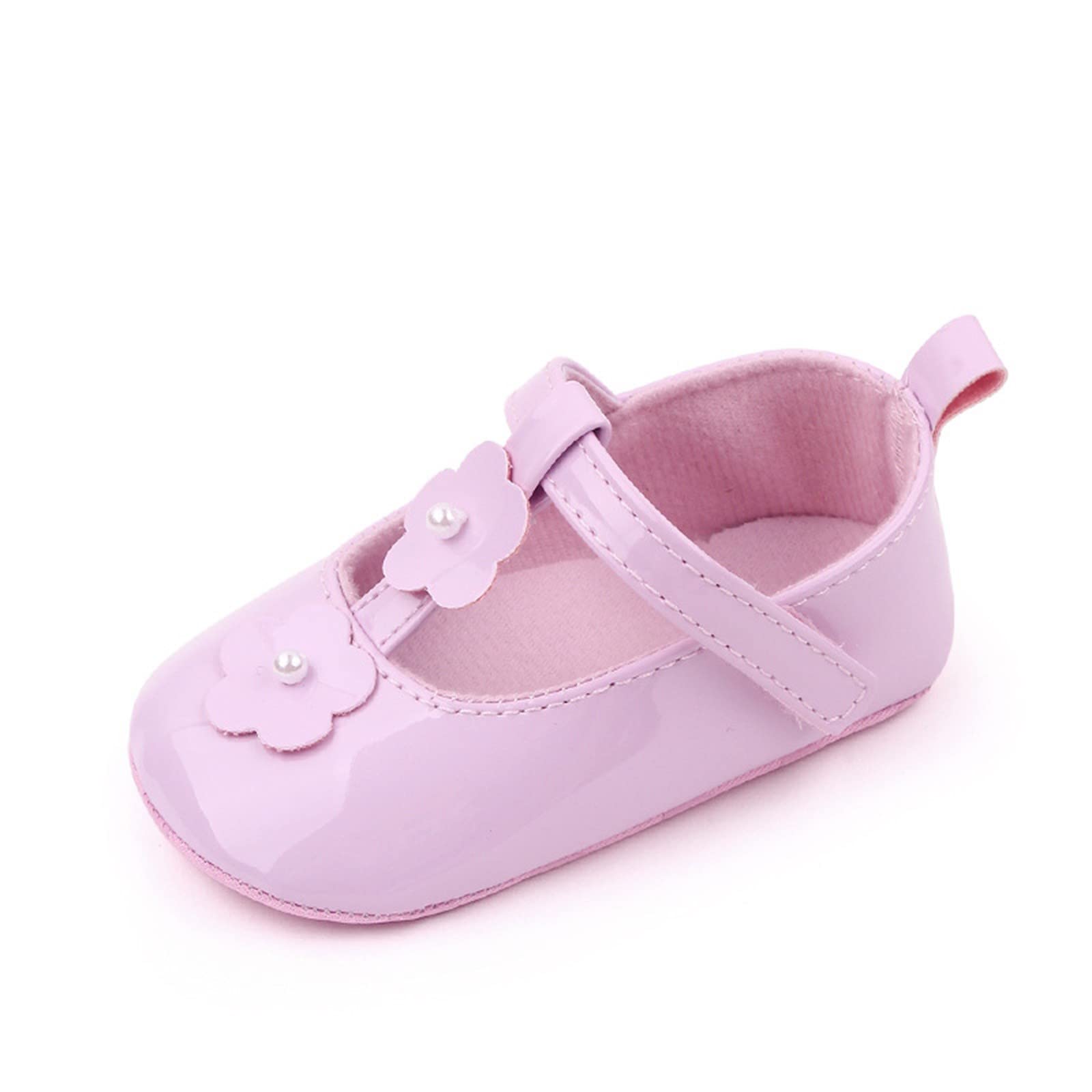 Infant Girls Baby Newborn Sneakers Cute Flower Design Walking Shoes Flat Dress Shoes Classic Baby Girl (Red, 4 Infant)