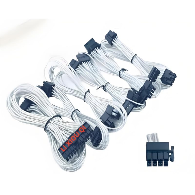 1 juego de cable de alimentación de módulo completo de cable blanco chapado en plata para equipo de oficina