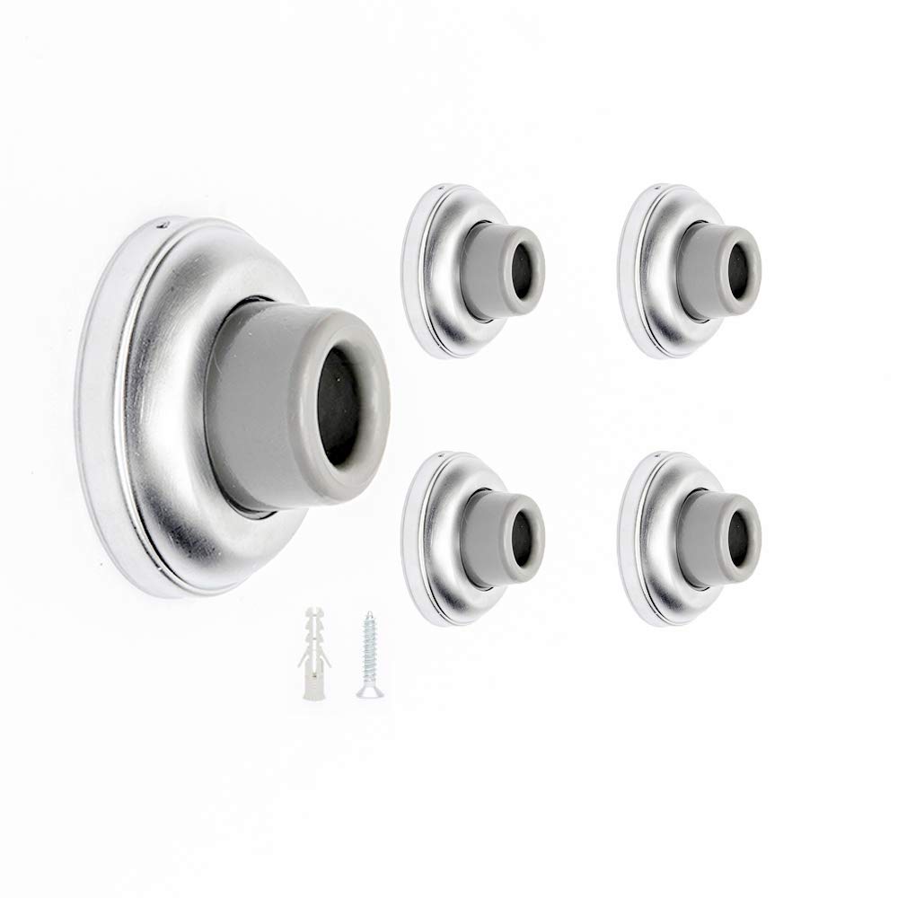 Home Master Hardware Wall Door Stop Rubber Bumper Safety Doorstop Sound Dampening Protects Walls from Door Knob Damage Satin Chrome Finish 5 Pack