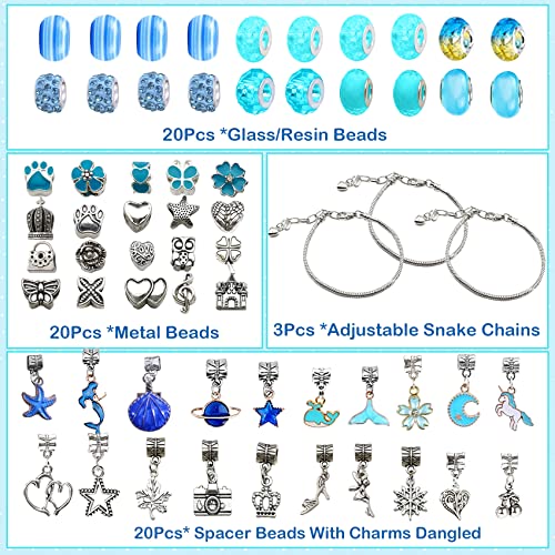 Eutenghao Bracelet Charms Making Kit, Diy Beaded Jewelry Making Kit For Teens Girls Ages 5-12 Crafts Gift Include Charm Pendants Snake Chains Beads Jewelry Making Supplies #TOP3