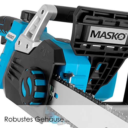 MASKO® Elektro Kettensäge 2800 Watt 46cm Schnittlänge Oregon Kette und Qualitätsschwert, mit automatischer Kettenschmierung Elektrische Motorsäge Überlastungsschutz inkl. Schutzhülle Schwarz/Blau - 3
