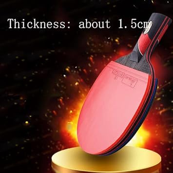 Carbon Bat Table Tennis Paddle with Rubber Ping Pong Paddle, Short Handle Table Tennis Racket Long Handle
