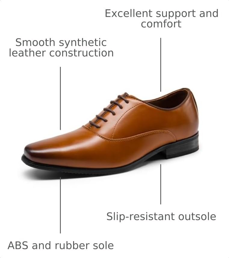 Image of Bruno Marc Men's Plain-Toe Lace Up Dress Oxfords | Men's Oxfords Wesley Lace Up Soft Plain-Toe Classic Dress Shoes Ideal for Office, Weddings, Gifting, All-Day Comfort
