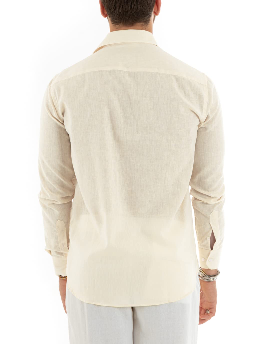 Giosal Camicia Uomo Colletto Melangiata Lino Sartoriale Made in Italy