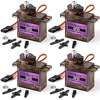 Miuzei Micro Servo Metal Gear 90 9G Rc Motor Lenkung für Arduino Set Hubschrauber,Flugboot, Auto 1/10 1/8 Roboter Starrflügel Hubschrauber DIY Modelle mit Servokabel Horn (4 Stück)