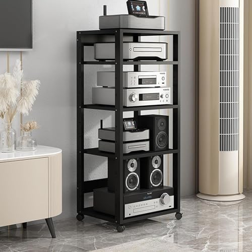 5/6/7 Tier Media Stand Audio/Video Component Cabinet, Modern AV Cabinet With ith Adjustable Height Shelves for Entertainment Stereo Components, Audio Rack Stand Tower For Living, Gaming, Recording Roo