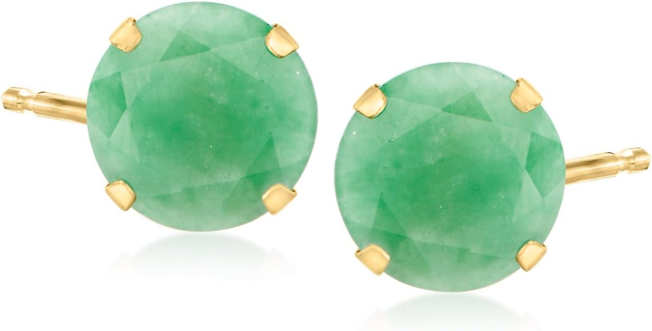 Ross-Simons 8mm Jade Martini Stud Earrings in 14kt Yellow Gold