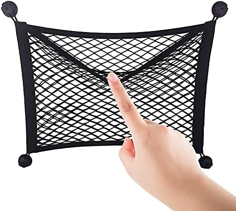 Rowwait FixSac Storage Net for Cargo Vans, Motorhomes, Mobile Homes, Caravans, Boats 40 x 30Car Boot Tidy Storage Bag Nylon Mesh Net Storage for Cargo with 4 Hooks