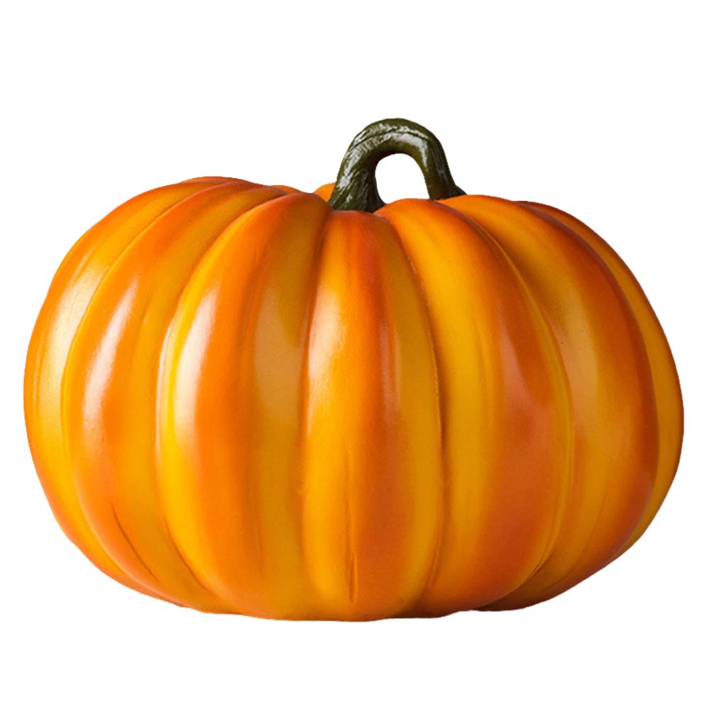 SEWACC 1pc Artificial Pumpkin Decoration Realistic Resin Pumpkin Ornament Fake Pumpkin Craft for Fall Halloween Thanksgiving Party Decor (19X14CM)