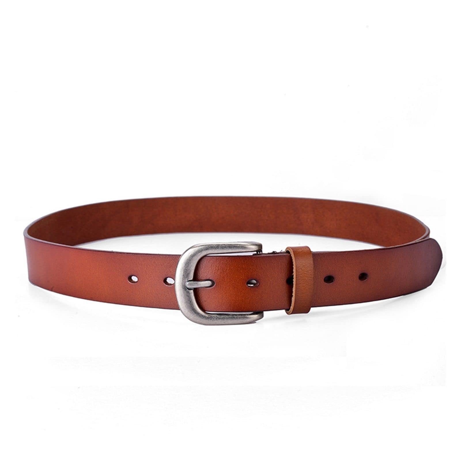 ZZSRJ Ceinture Rose Femmes Ceinture Solide en Cuir for Pantalon Femme Boucle ardillon Dames Ceintures 43.30in (Belt Length : 110cm, Color : Brown)