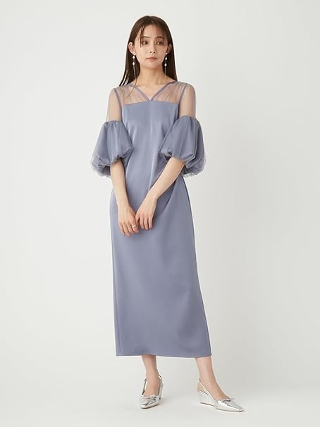 【FRAY I.D】チュールコンビパフスリーブドレス オケージョン 新作！チュールコンビパフスリーブドレス | FRAY I.D | ショップ