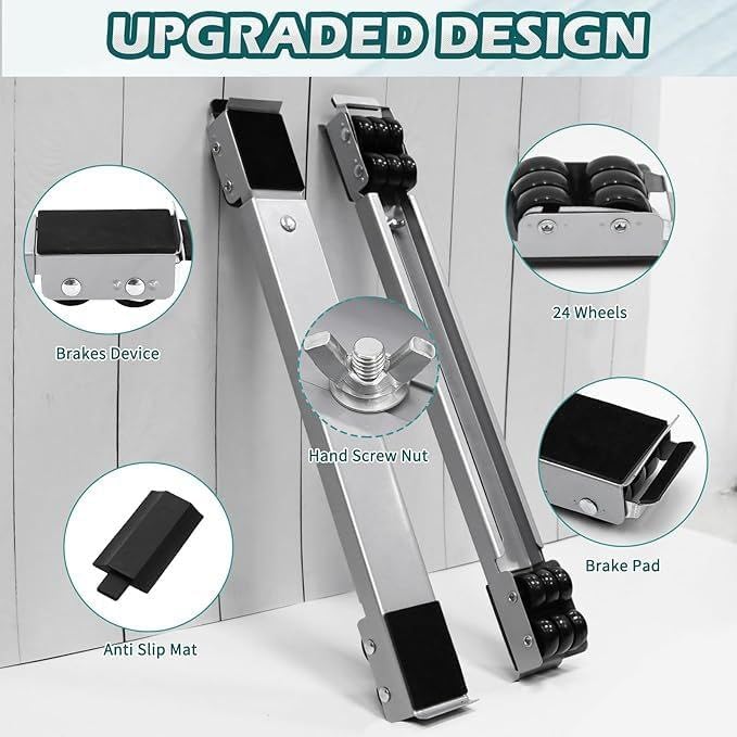 Image of Furniture Washing Machine Dolly, Extendable Appliance Rollers Refrigerator Heavy Duty, Washing Machine Stand Wheels Fridge Appliance Dolly Movers Mobile Washer and Dryer Moving Base