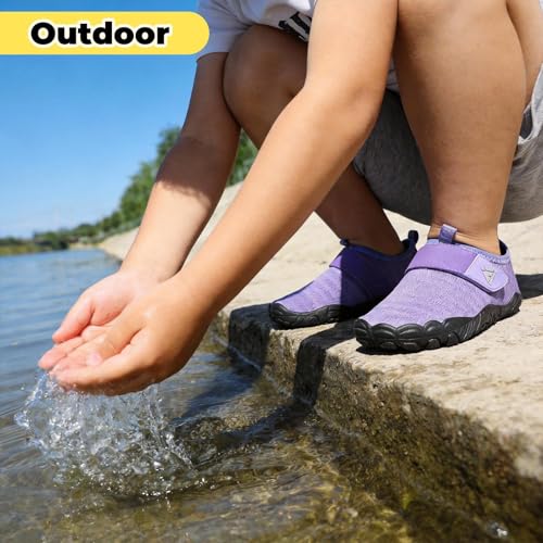 Image of Mishansha Kids Water Shoes Quick-Dry Wide Toe Box Non-Slip Barefoot Shoes Beach Pool Swim Shoes