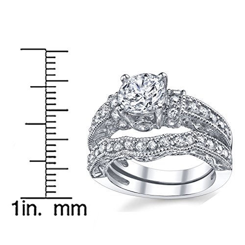 Metal Masters 1.25 Carat Solid Sterling Silver Wedding Engagement Ring Set, Bridal Ring, with Cubic Zirconia CZ Sizes 4 to114