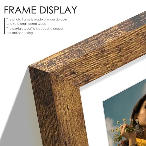Image of DUENPY 8.5x11 Double 5x7 Picture Frame Double Picture Frame Displays Two 5x7 inch Photos Available Horizontal Wall Mounting Display and Vertical Brown