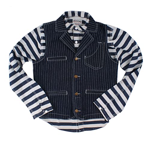 Men Winter Fall Striped Denim Vest Casual Suit Collar Multi Pocket Patchwork Waistcoats4
