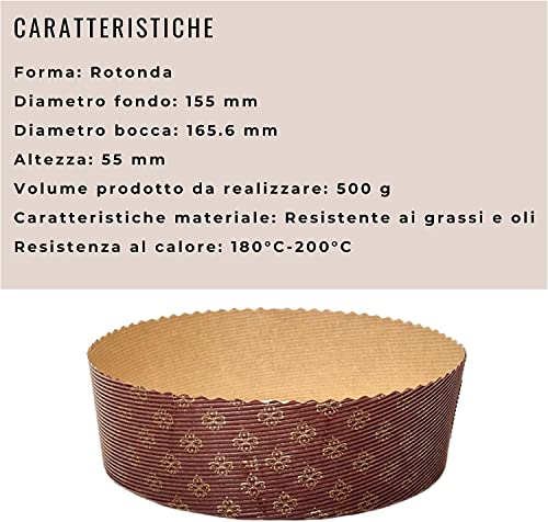 FAH, Low Panettone Moulds 500 g Premium Quality (20 Pieces), Professional Panettone Cups of Pure Cellulose Paper in Microwave - Image 3