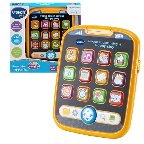VTech-Baby Peque Tablet bilingüe Happy Play, Español-Inglés, Tableta educativa Infantil, Nuevo Vocabulario, Fomenta Desarrollo lenguaje, Regalo bebés +6 Meses, Versión ESP