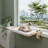 TLDBATICE Amaca per Gatti - Amaca Gatto Finestra in legno con Cuscino in Peluche Lavabile,...