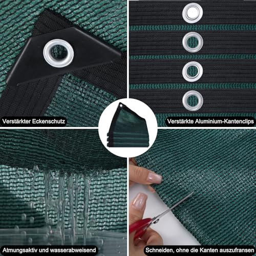Filet d'ombrage UV 80% avec oeillets pour serre et jardin