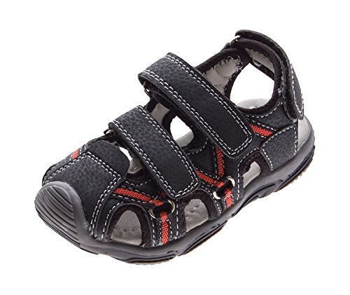 Magnus Kinder Sandalette geschlossen Leder Innensohle Schuhe Schwarz Klettverschluss Gr. 29