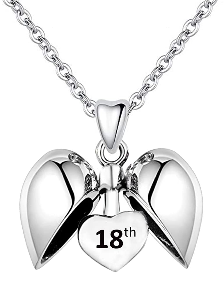 LSDesigns 18 Birthday Celebration Heart Pendant & Necklace inscribed 18th - Sterling Silver