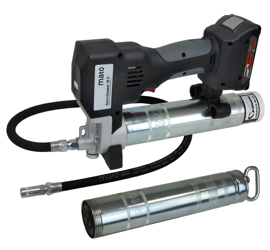 Pressa per grasso a batteria 18 V agli ioni di litio per Lube-Shuttle® e 400 g di cartucce pull-off ACCU-GREASER Premium MATO
