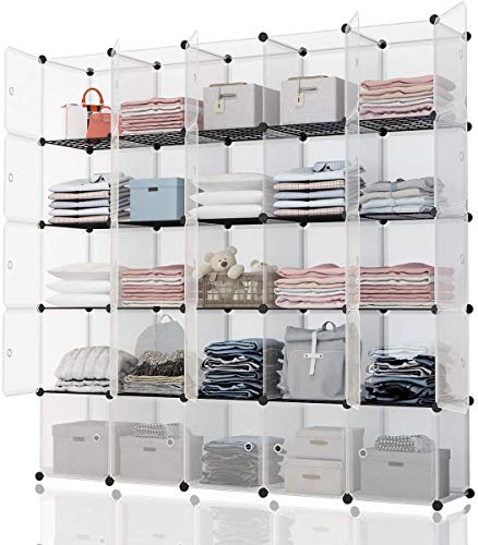 KOUSI Storage Cube Organizer Stackable Cubes for Storage Cubby Unit Wire Bookshelf, Black